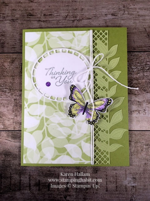 wonderful romance bundle, botanical butterfly dsp, floral romance specialty designer series paper, thinking of you card idea, stampin up, karen hallam, stampinup