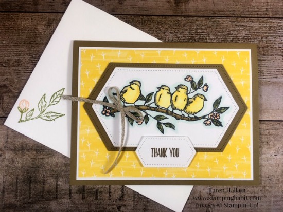 free as a bird stamp set, stitched nested labels dies, all things thanks stamp set, thank you card idea, stampin up, karen hallam, stampinup