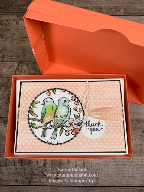 Bird Ballad Designer Series Paper, thank you note card idea, boxed gift set, Stampin' Up, Karen Hallam, stampinup