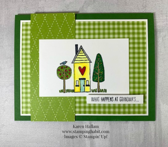 Grandma's House, Brights 6 x 6 DSP, coloring with Blends, card from Grandma idea, PP452, Stampin Up, Karen Hallam, stampinup