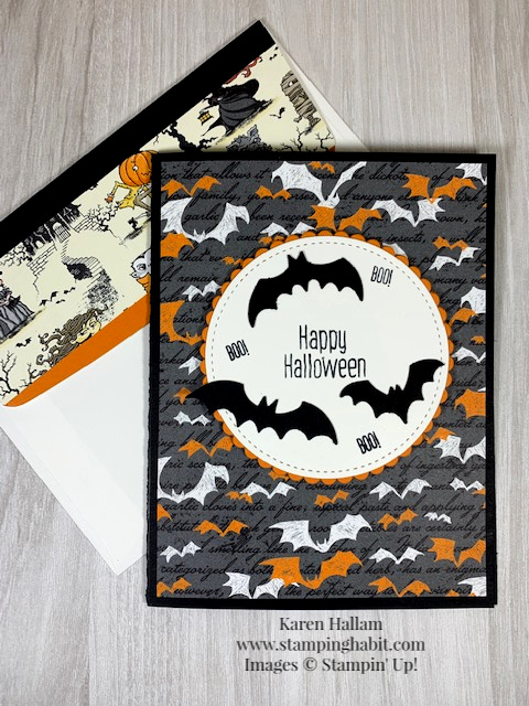 To Every Season, Monster Bash DSP, Layering Circles Dies, Stitched Shapes Dies, Halloween card idea, Stampin Up, Karen Hallam, stampinup