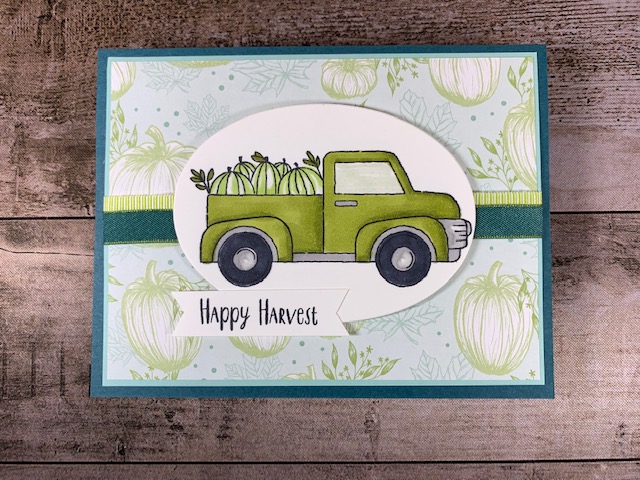 ride with me stamp set, come to gather dsp, stampin' blends, autumn harvest card idea, Stampin' Up, Karen Hallam, stampinup