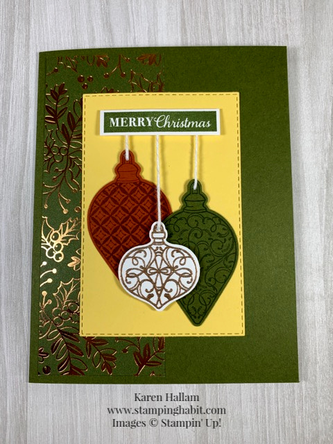 Christmas Gleaming Bundle, Brightly Gleaming Specialty DSP, Christmas card idea, Stampin Up, Karen Hallam, stampinup