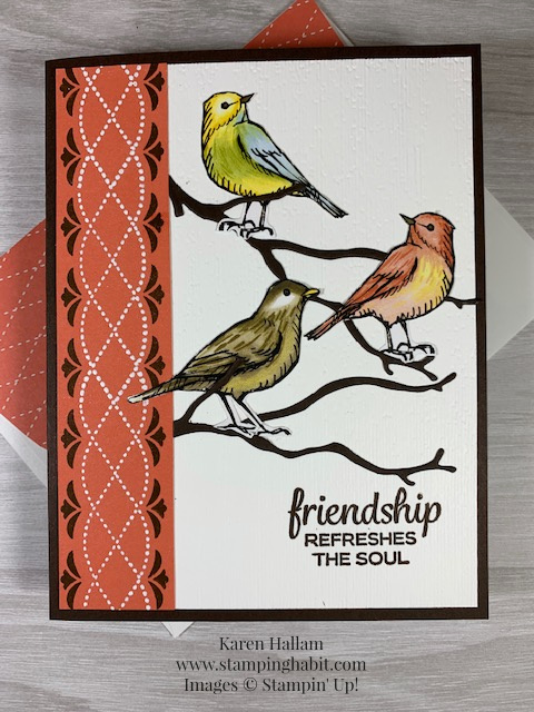 beautifully braided stamp set, bird ballad dsp, subtle embossing folder, seasonal layers dies, friendship card idea, stampin up, karen hallam, stampinup