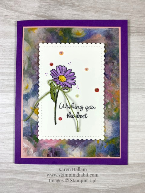 Ornate Style, Inspiring Iris, Stitched So Sweetly Dies, Perennial Essence DSP, thinking of you card idea, Stampin Up, Karen Hallam