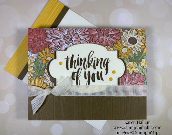 rooted in nature, ornate gardens dsp, pinewood planks embossing folder, CASEing Coast to Coast, gift card holder card idea, stampin up, karen hallam
