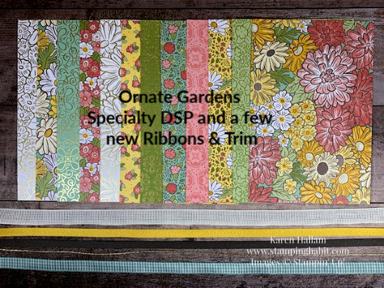 ornate gardens dsp, new 2020-21 ribbon selections, product shares, stampin up, karen hallam