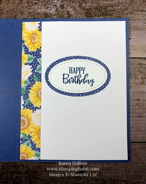celebrate sunflowers bundle, flowers for every season dsp, stitched so sweetly dies, birthday card idea, stampin up, karen hallam