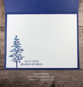 in the pines bundle, feels like frost dsp, fab fri 197, holiday card idea, stampin up, karen hallam