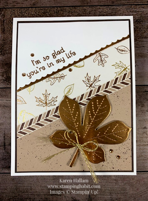 love of leaves bundle, copper foil, heat embossing, autumn card idea, stampin up, karen hallam