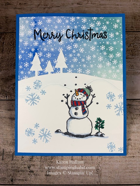 snowman season, snowflake splendor dsp, Christmas/holiday card idea, stampin up, karen hallam