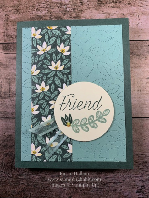 in symmetry, daisy lane, in the wild dsp, stitched greenery die, friend card idea, stampin up, karen hallam