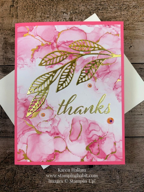 expressions in ink dsp, artistically inked bundle, gold foil sheets, thank you card idea, stampin up, karen hallam