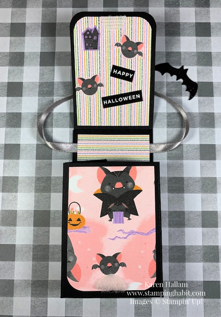 frightfully cute bundle, cute halloween dsp, halloween treat boxes, 3D halloween project idea, stampin up, karen hallam
