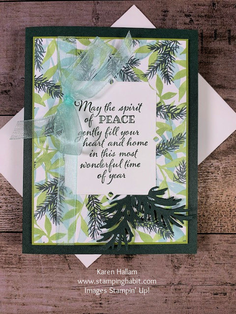 peaceful boughs, painted christmas, winter/holiday card idea, stampin up, karen hallam