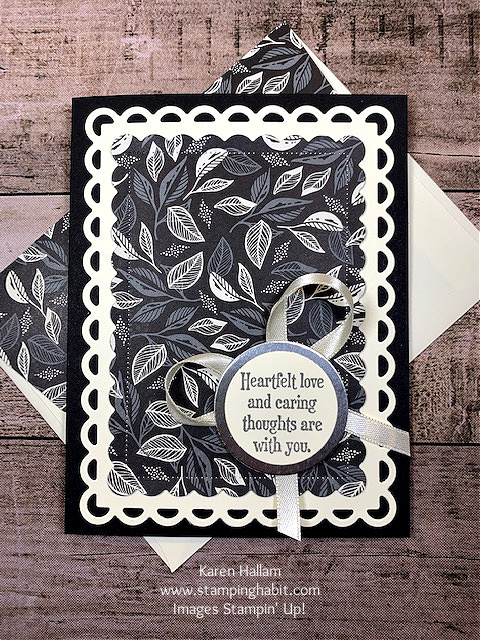 quiet meadow, simply elegant dsp, scalloped contour dies, sympathy or get well card idea, stampin up, karen hallam