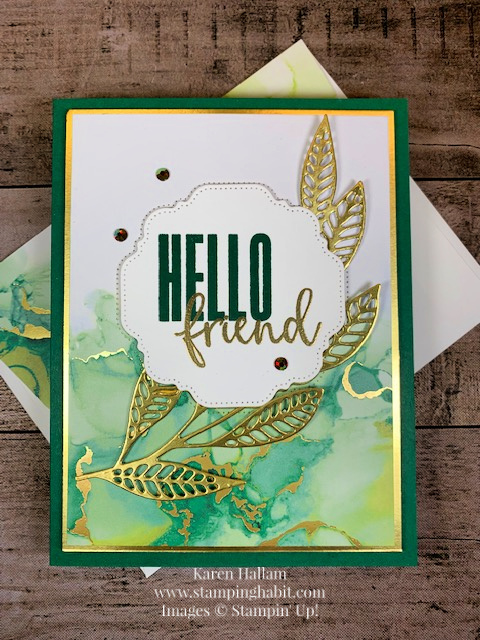 biggest wish, artistically inked, positive thoughts, expressions in ink dsp, gold foil sheets, artistic dies, hippo & friends dies, hello friend card idea, stampin pretty pals blog hop, stampin up, karen hallam