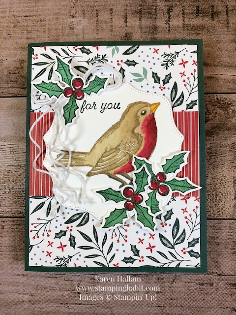 happy holly-days, tidings of christmas dsp, hippo & friends dies, holiday card idea, stampin up, karen hallam