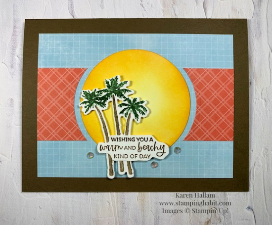paradise palms bundle, abstract beauty dsp, ink blending technique, all-purpose card idea, stampin up, karen hallam