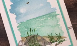 oceanfront, on the horizon, tasteful textile 3D embossing folder, thinking of you card idea, stampin up, karen hallam
