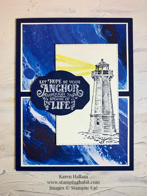 sailing home, waves of the ocean dsp, stitched rectangle dies, card of encouragement, stampin up, karen hallam