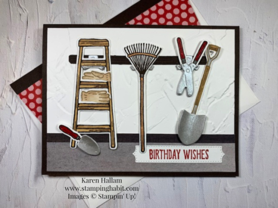 home & garden bundle, in good taste dsp, painted texture 3d embossing folder, birthday card idea, stampin up, karen hallam