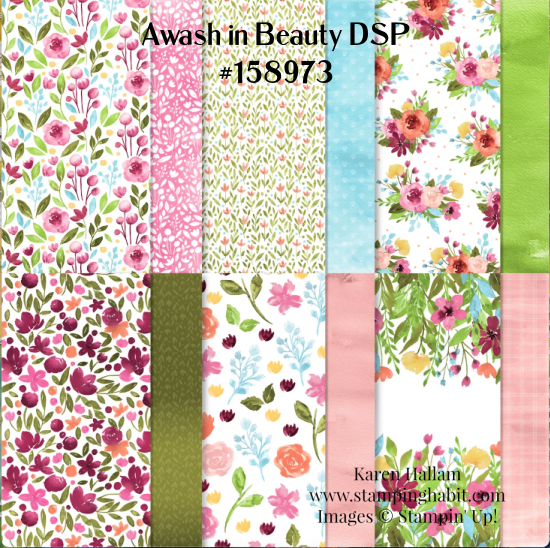 awash in beauty designer series paper, stampin up, karen hallam