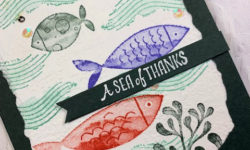 a fish & a wish, timeworn type 3d embossing folder, thank you card idea, stampin up, karen hallam
