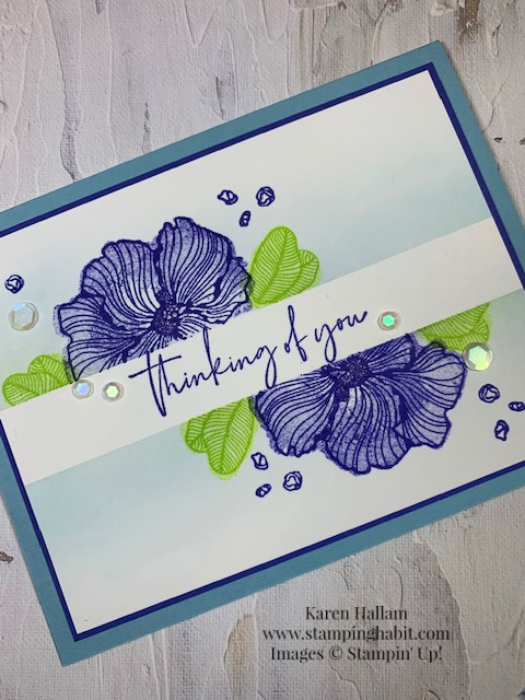 uniquesly artistic, soft seedlings, masking technique, ccmc724, case the catalog challenge, thinking of you card idea, stampin up, karen hallam