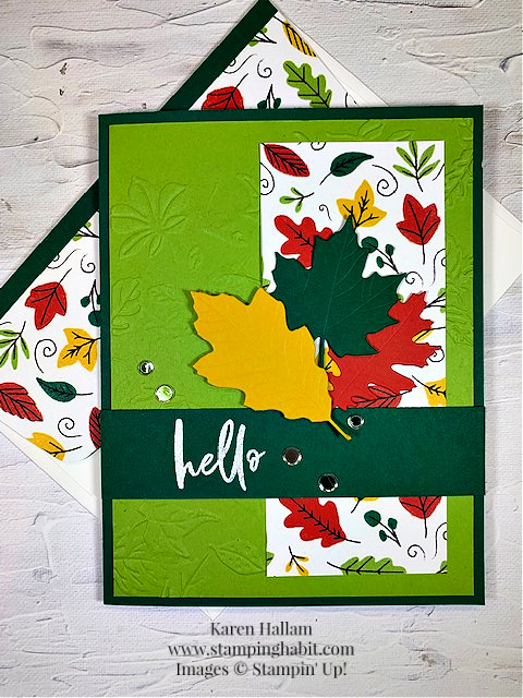 garden birdhouses, leaf fall 3D embossing folder, celebrate everything dsp, fall card idea, stampin up, karen hallam
