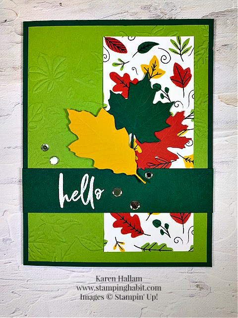 garden birdhouses, leaf fall 3D embossing folder, celebrate everything dsp, fall card idea, stampin up, karen hallam