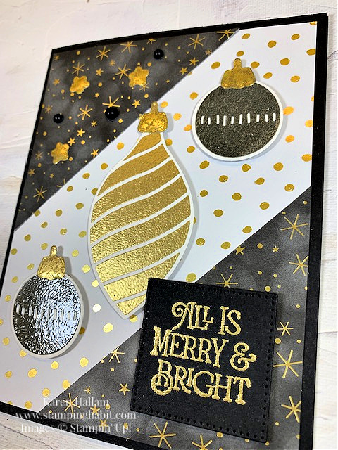 brightest glow, spruced up bundle, lights aglow dsp, silver & gold dsp, holiday card idea, stampin up, karen hallam