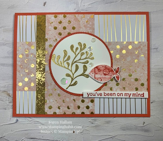 a fish & a wish, simply succulents, texture chic dsp, distressed gold paper, silver & gold 6 x 6 dsp, a thinking of you card idea, stampin up, karen hallam