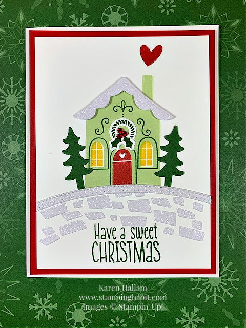 sweet gingerbread bundle, basic border dies, christmas/holiday card idea, stampin up, karen hallam