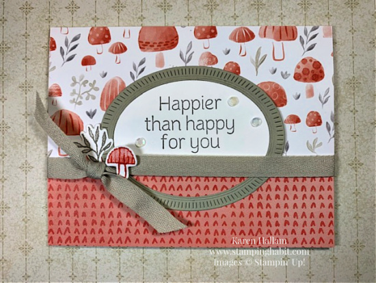 happier than happy stamp set, happy forest friends dsp, framed florets dies, baby/congrats card idea, stampin up, karen hallam