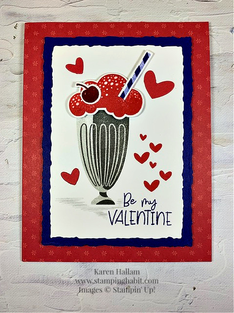 share a milkshake bundle, deckled rectangle dies, tea boutique DSP, valentine card idea, stampin up, karen hallam