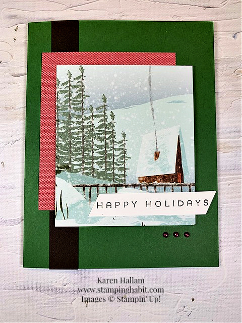 brightest glow, one horse open sleigh dsp, holiday card idea, ccmc779, stampin up, karen hallam