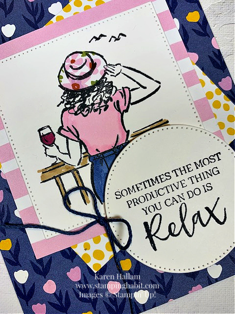 in the moment, delightfully eclectic dsp, stylish shapes dies, coloring with blends technique, CCMC776, stampin up, karen hallam