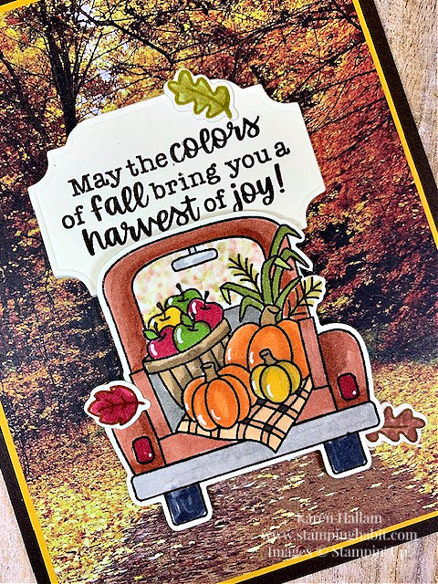 all about autumn dsp, coloring with blends, all that dies, autumn card idea, stampin up, karen hallam