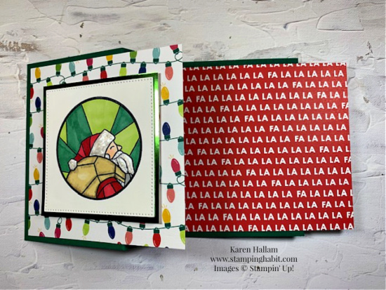 so very merry, merry bold & bright dsp, fun fold card idea, coloring with blends markers, stampin up, karen hallam