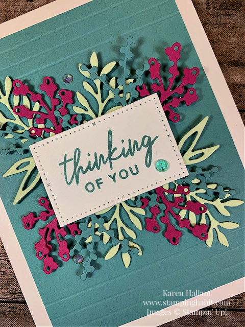 ringed with nature, timeless arrangements dies, ccmc 786 color challenge, thinking of you card idea, stampin up, karen hallam