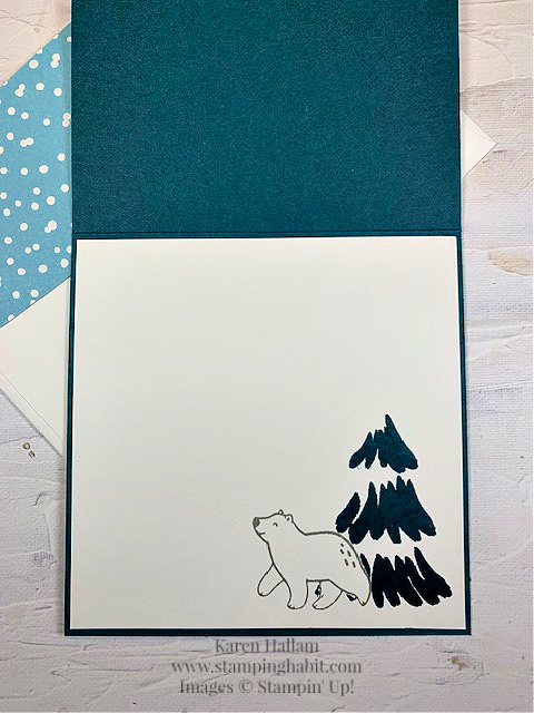 beary cute, cottage wreaths, a walk in the forest dsp, all that dies, ccmc787, Christmas/holiday card idea, stampin up, karen hallam