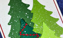 brightest glow, merriest trees dies, snowflake sky 3D embossing folder, christmas/holiday card idea, stampin up, karen hallam