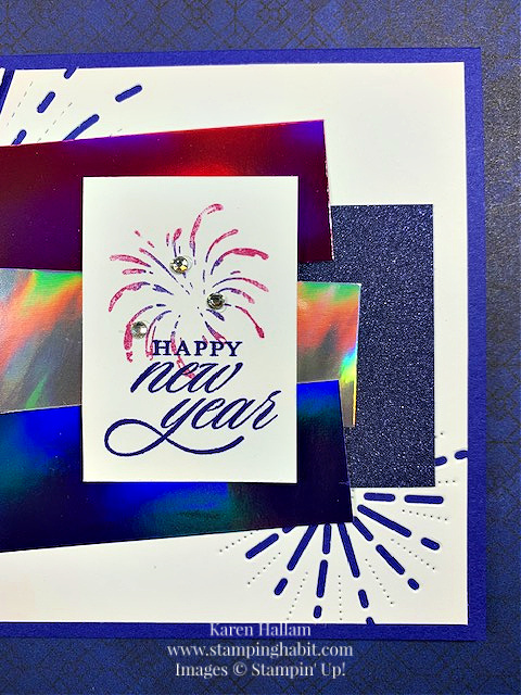 light the sky bundle, brightest glow, holographic specialty paper, new year card idea, stampin up, karen hallam