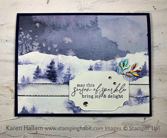 magical meadow, winter meadow dsp, all that dies, gorgeously made dies, pals' blog hop, winter card idea, stampin up, karen hallam