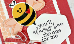 bee my valentine, bee builder punch, bee mine dsp, deckled rectangle dies, valentine card idea, stampin up, karen hallam