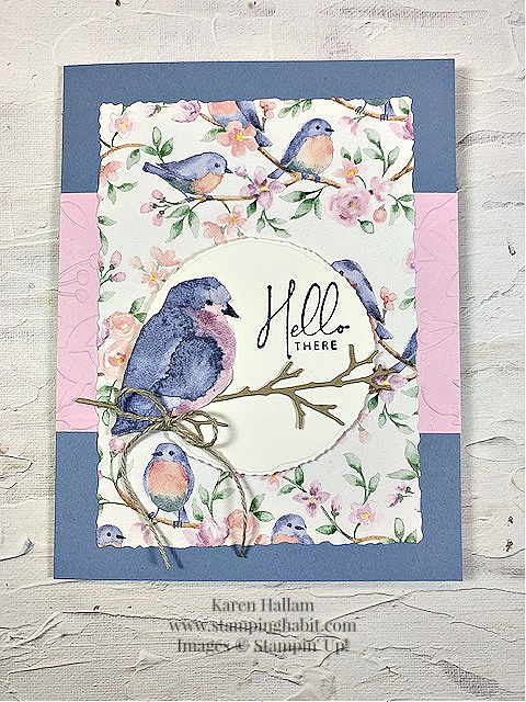 nature's prints, flight & airy dsp, deckled rectangle and circle dies, pals' blog hop, sale-a-bration items, stampin up, karen hallam