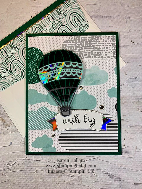 hot air balloon bundle, sunny days dsp, multi-occasion card idea, stampin up, karen hallam