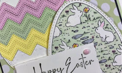 excellent eggs bundle, deckled rectangle dies, stripes & splatters 3D embossing folder, coloring with blends markers, Easter card idea, stampin up, karen hallam