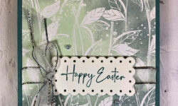 excellent eggs stamp set, hello irresistible dsp, scalloped contours dies, Easter card idea, stampin up, karen hallam